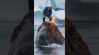 A Walrus injured by barnacles was successfully rescued by a female rescuer