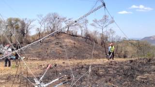 Installation of 65m lattice tower in strong wind situation