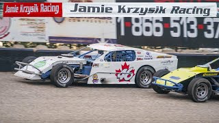 Jamie Krzysik #46 Close Racing with Mike Reeve #77 IMCA Modified Heat Race