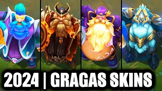 ALL GRAGAS SKINS SPOTLIGHT 2024 - Music Fan KDA Gragas Newest Skin | League of Legends