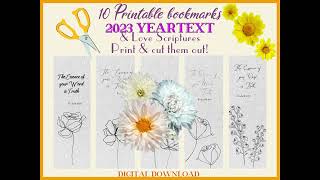 10 Printable bookmarks. 2023 Yeartext and Bible verses about love.