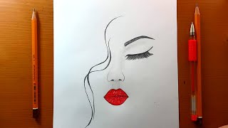 disegni facile | Disegno del viso di ragazza molto facile per principianti | How to draw a girl