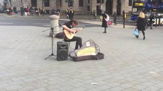 Street performer: MexFS lap tap guitar at Trafalgar Square London