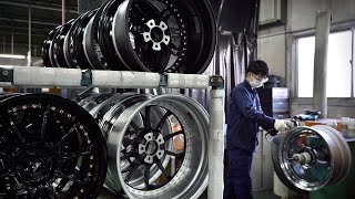クラフトマンによるアルミホイールのプロセス。日本のモノづくり精神が感じられるアルミホイール工場