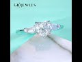 GLMR0075-Glojewels Three Stone White Sapphire Moissanite Heart Cut Silver Ring