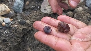 Digging For Gem Garnet | I found  beautiful garnets on the bank of the river | Garnet mining