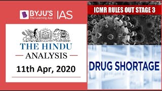 'The Hindu' Analysis for 11th April, 2020. (Current Affairs for UPSC/IAS)