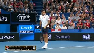 Sakkari tries to get Federer to tell her where he is serving - Hopman Cup 2019