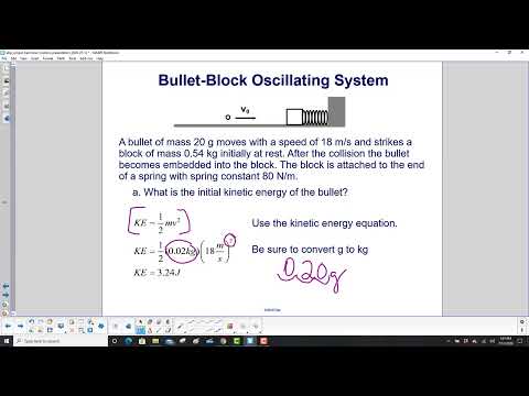 What is the speed of the center of mass of the bullet block system before the collision in meters per second?