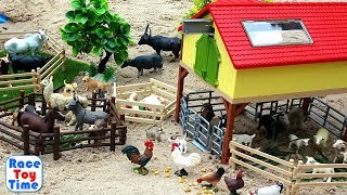 Fun Farm Animals Toys For Kids - Let's Make a Farm in the Sandbox