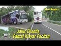 Tourism Bus Action Passes Exotic Route from Klayar Beach, Pacitan