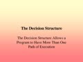 Introduction to Decision structure in visual basic