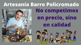 Oficios mexicanos y nacimientos hechos de barro. Artesanía de barro policromado de Tlaquepaque.