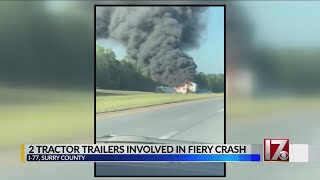 VIDEO: I-77 in NC closed for hours after 2 tractor-trailers crash