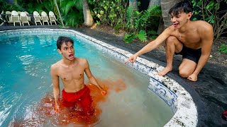 My twin brother had an ACCIDENT in the Swimming Pool..
