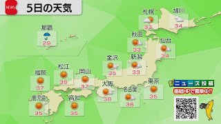 猛暑 熱帯低気圧 8月5日の天気