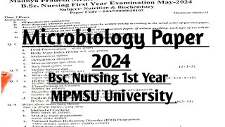 Microbiology Paper bsc nursing 1st year mpmsu 2024