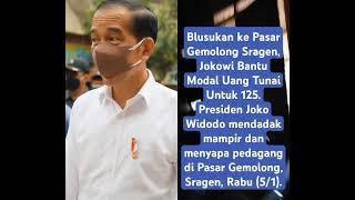 Presiden Joko Widodo mendadak mampir dan menyapa pedagang di Pasar Gemolong, Sragen, Rabu (5/1).