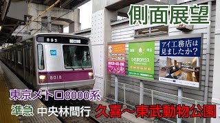 [側面展望] ❲東武伊勢崎線❳ 東京メトロ8000系 準急 中央林間行 久喜～東武動物公園