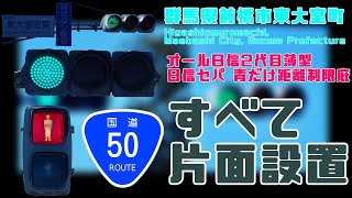 【信号機】群馬県前橋市東大室町 オール日信2代目薄型と日信セパ 青だけ距離制限庇〈一部撤去済み〉