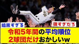 【衝撃】令和5年間の平均順位、2球団だけおかしいww【なんJ反応集】