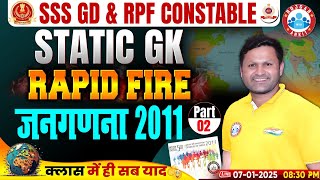 SSC GD Static GK | Census 2011 : Important Facts #2 | Static GK Rapid Fire | RPF Constable Static GK