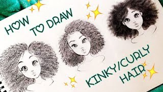 How to Draw KINKY/CURLY Hair Textures 4a,4b,4c ♡ | Christina Lorre'