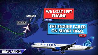 Engine failure on short final at Newark. United Boeing 757 lands single engine. Real ATC