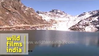 Sikkim: Tsomgo or Changu Lake covered in snow