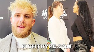 JAKE PAUL REACTS TO AMANDA SERRANO & KATIE TAYLOR FIRST FACE OFF: "THEY DESERVE THIS...I'M HYPE"