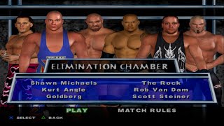 WWE SmackDown! HCTP - ShawnMichaels,KurtAngle,Goldberg,TheRock,RVD,ScottSteiner (ELIMINATIONCHAMBER)