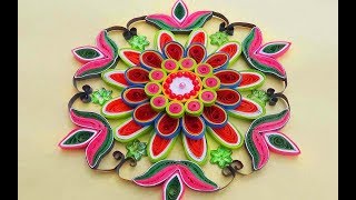 Paper Quilling |Easy and simple rangoli using flowers | Creative rangoli designs for Diwali festival