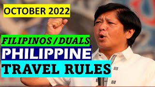 LATEST TRAVEL RULES FOR FILIPINOS/DUALS GOING TO PHILIPPINES