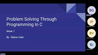 Week 7 | Problem Solving Through Programming In C | Live Session