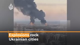 Explosions in Ukrainian cities as Russia begins assault | Aj #shorts