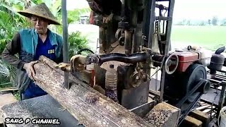 sawmill proses penggergajian kayu jati blora bahan mebel furniture. woodworking indonesia