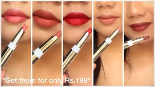 MYGLAMM Ultimatte Long Stay Matte Lipstick || Swatches \u0026 Review  | *TRICK* Get them for Rs. 198 only