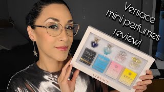 Reviewing a Versace mini perfume set. Dylan blue, Dylan Turquois, Yellow Diamond and Bright Crystal