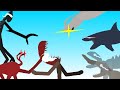 t.p.r vs Doom crab vs fog giant vs behemoth vs aircraft shark vs manta | stick nodes animation