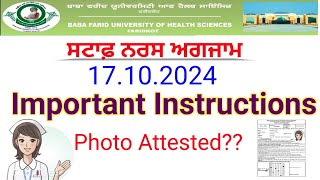 Bfuhs Staff Nurse Exam Important Instructions