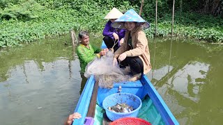 Mấy Cha Con Xuống Đám Rau Muống Lặn Ốp Chài dính Cá Tra về làm Bữa Cơm Cá Nhúng Giấm | HQ #1234