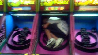 My brother cheeting at skeeball at chuck e cheese