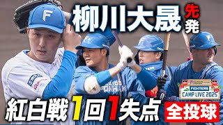 柳川大晟紅白戦先発 1回被安打1失点1も状態の良さを感じさせる ＜2/8ファイターズ春季キャンプ2025＞