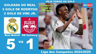 GOLEADA COM SHOW DE BRASILEIROS | Real Madrid 5 x 1 Red Bull Salzburg | Gols | Liga dos Campeões