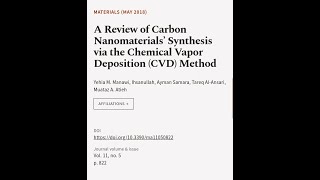 A Review of Carbon Nanomaterials’ Synthesis via the Chemical Vapor Deposition (CVD) M... | RTCL.TV