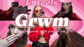 Get ready with me /trying homemade press on nails from SHEIN