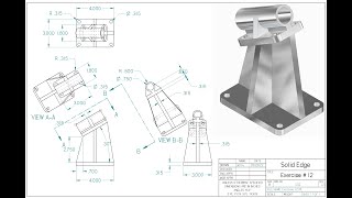 Solid Edge Tutorial - Inclined Bracket - Exercise 12