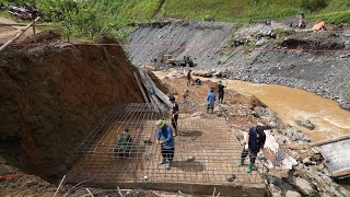 Cầu Chống Cáng Dào (T23)| Đẩy nhanh tiến độ chạy lũ - Đan xong sắt móng khủng Mố 1 trong ngày