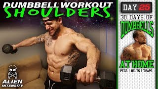 Home Shoulder Dumbbell Workout | 30 Days to Build Pecs, Delts & Trap Muscles - Dumbbells Only!