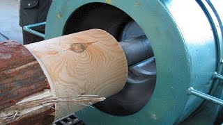 Amazing Manufacturing Machine Automatic Log Lathe for Wooden House.  Incredible Woodworking Machines